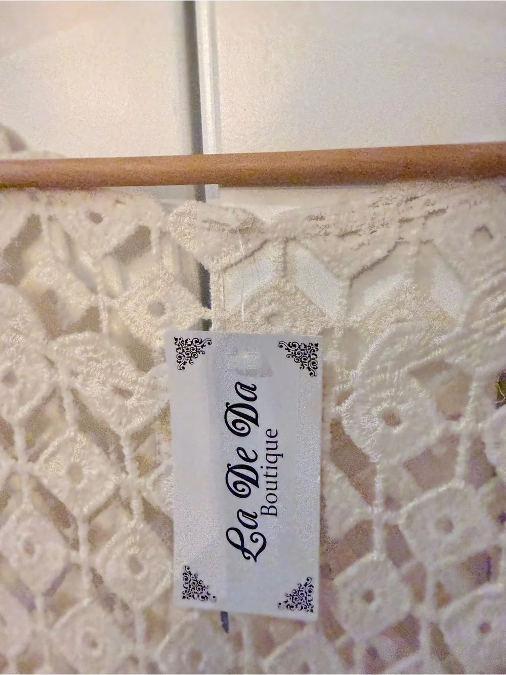 Crochet Lace Boho Top in Ivory Size Large - Picture 3 of 6